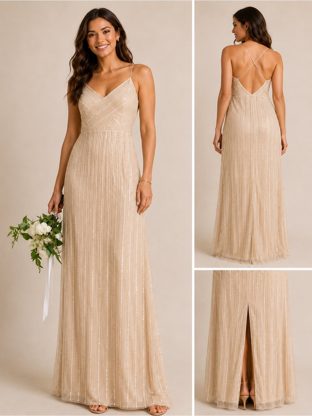 Show Me Your Mumu Gala gown champagne beaded maxi dress NWT SMALL formal guest